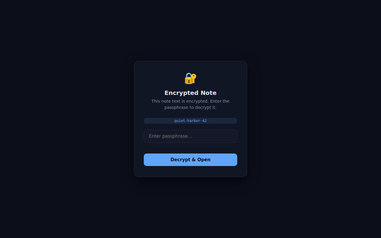 JotRelay's encrypted-note passphrase prompt